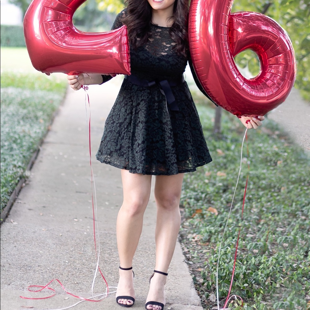 Dark Green Lace Mini Dress